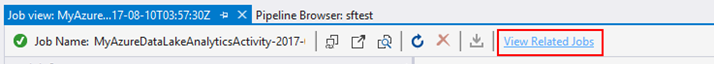 Odkaz Zobrazit související úlohy v nástrojích Data Lake Analytics