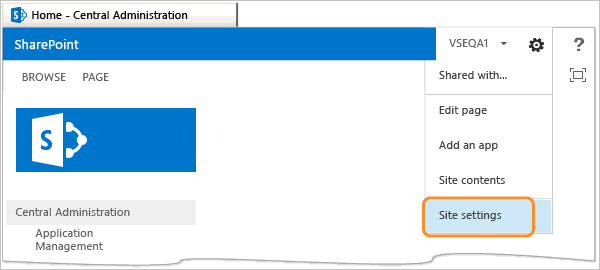 ALM_TFSPS_SiteSettings Open SharePoint Site Settings for PS 2013