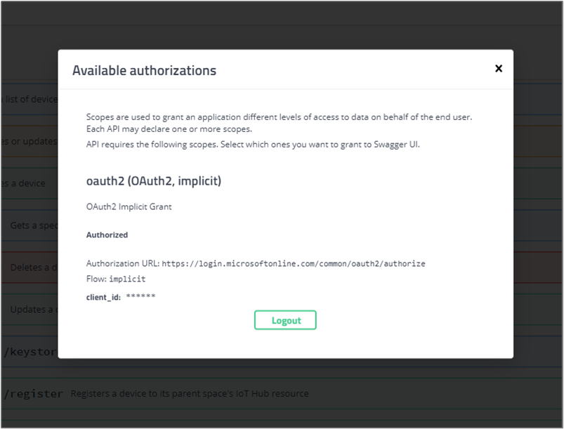 Modální přesměrování Swagger
