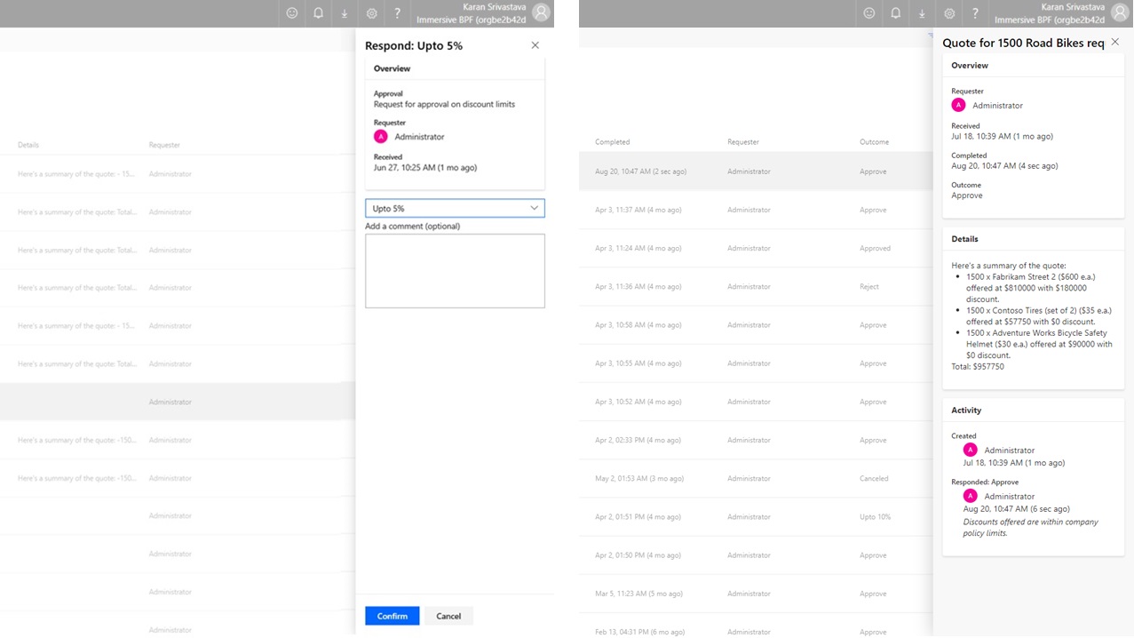 Approval pane Approval pane