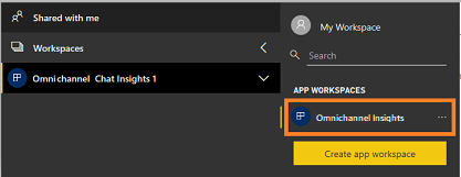 Select Power BI workspace Select Power BI workspace.