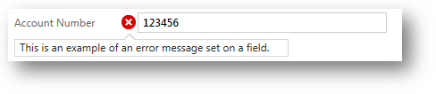 Chybová zpráva v poli ve formuláři v aplikaci Dynamics CRM
