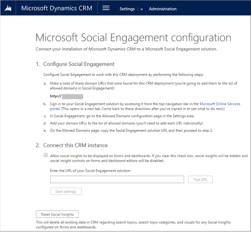 Konfigurace řešení Microsoft Social Engagement
