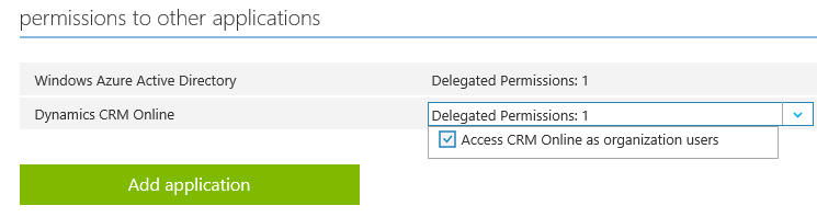 Add application permission in Dynamics CRM