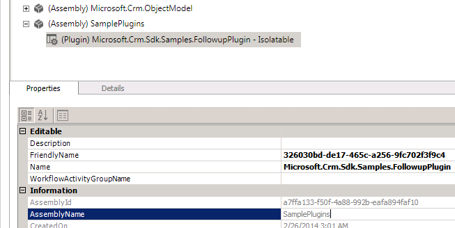 A registered plug-in shown in the tree view