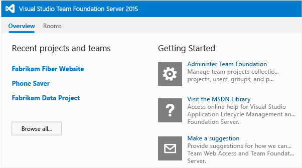 Overview page, Team Web Access