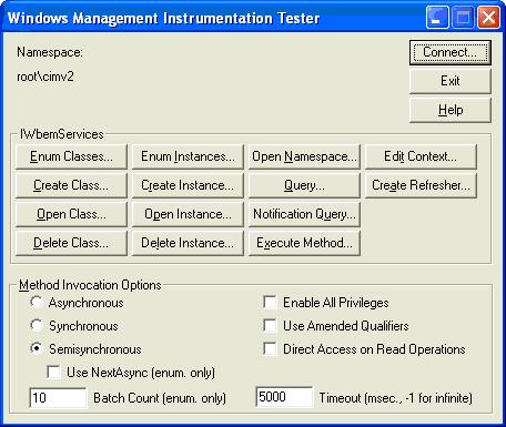 screenshot of wbemtest