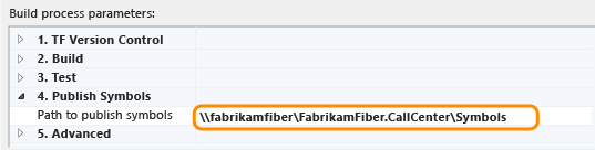 Nastavit cesta k symbolům v definice sestavení TFS 2013