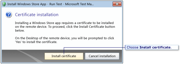Dialogové okno certifikát test