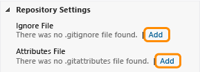 Přidávání souborů nastavení úložiště Git
