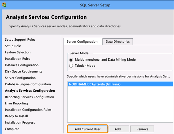 Konfigurace služby Analysis Services