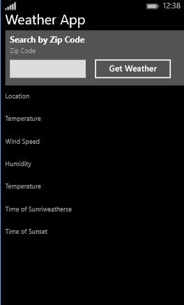 Windows Phone app UI