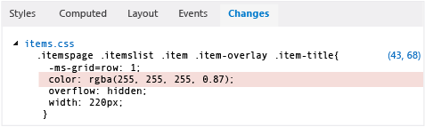 JS_CSS_Styles_Changes Changes tab of the DOM Explorer