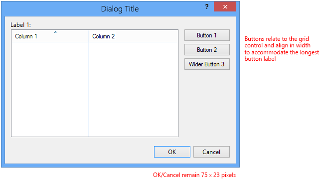 Horizontal OK and Cancel buttons