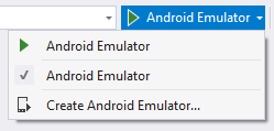 Rozevírací seznam Vytvoření emulátoru Androidu