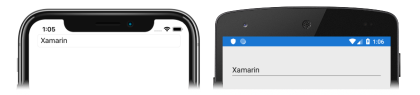 Snímek obrazovky s objektem Entry, jehož vlastnost Text se uchovává napříč změnami stavu životního cyklu, v iOSu a Androidu