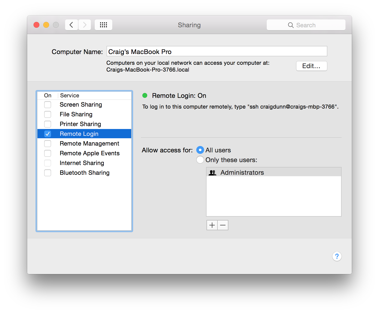 Enabling Remote Login Enabling Remote Login