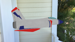 Model Jet 3D plovoucí na obrázku fotoaparátu