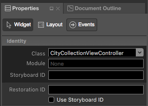 Nastavení třídy na CityCollectionViewController