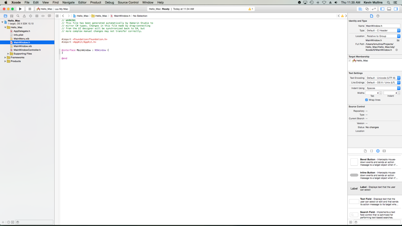 Příklad souboru .h v Xcode