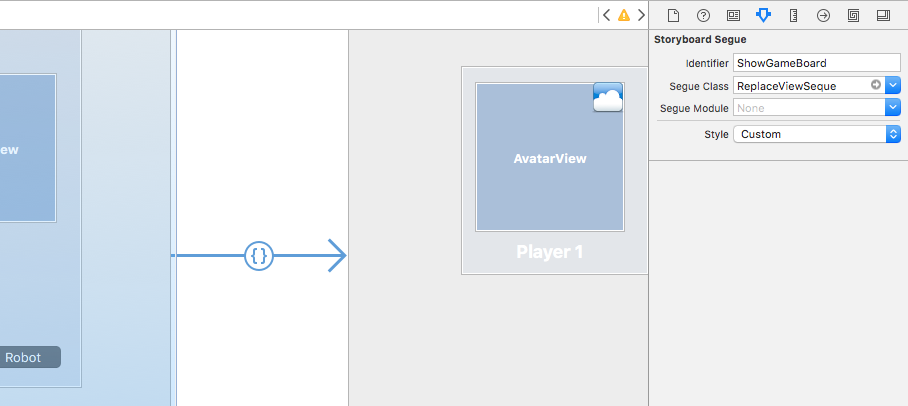 Nastavení třídy Segue