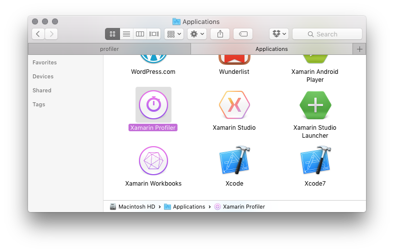 Open standalone Profiler from Mac