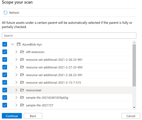 Screenshot showing the scope your scan window with files and folders selected.