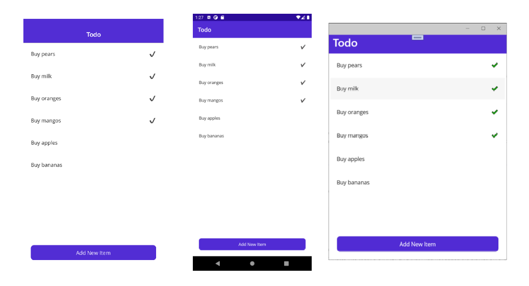 Todo app on iOS, Android, and Windows