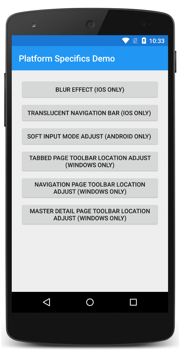 Platform Specifics application screenshot