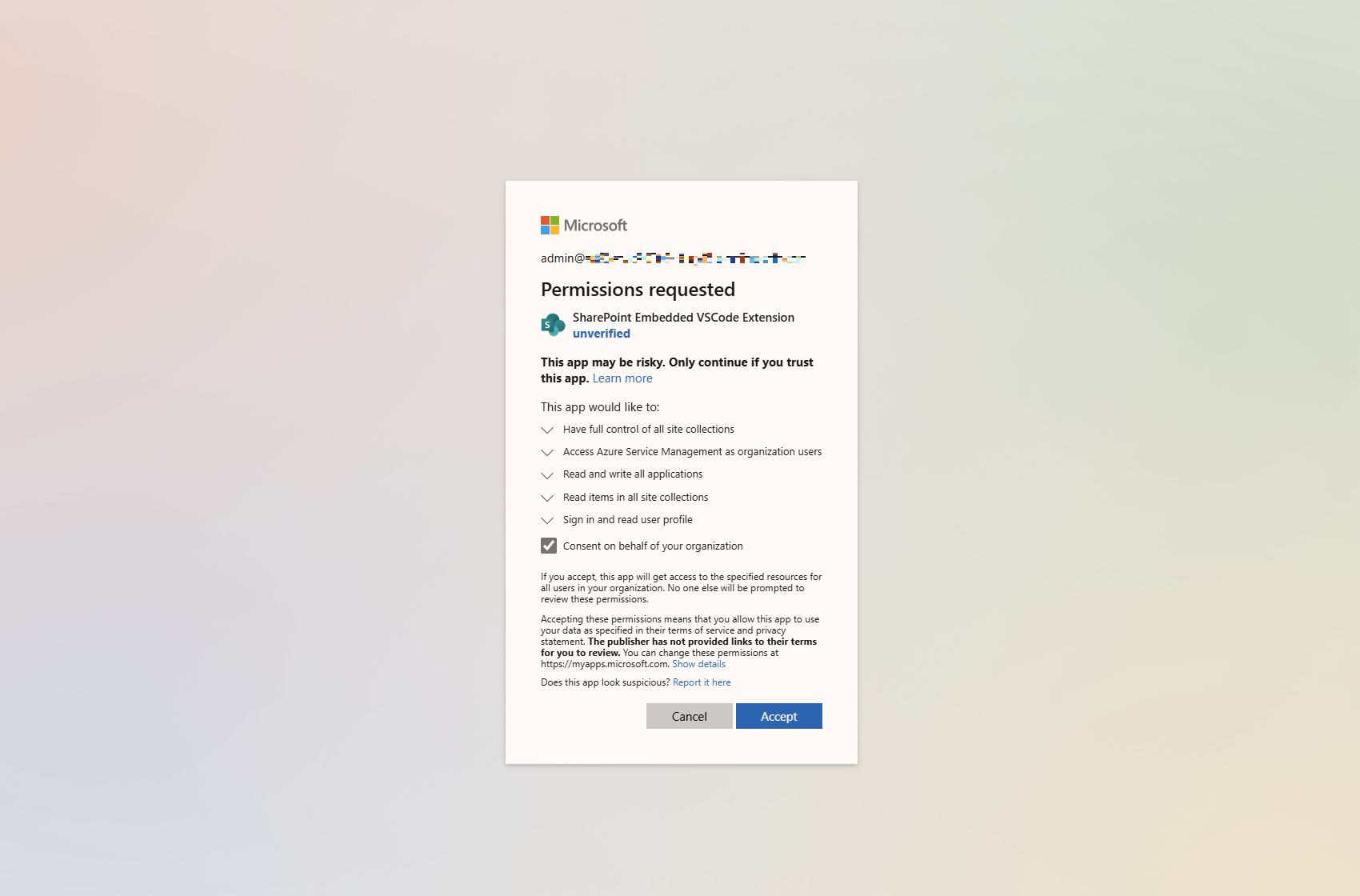 review before consenting to the permissions the extension is asking for