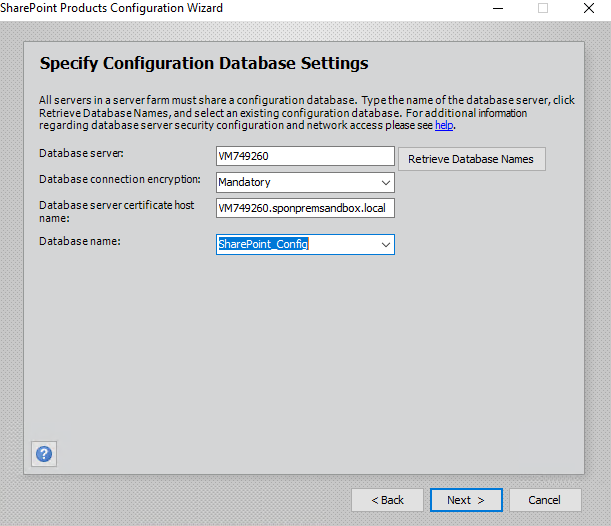 Screenshot of settings for joining existing farm.