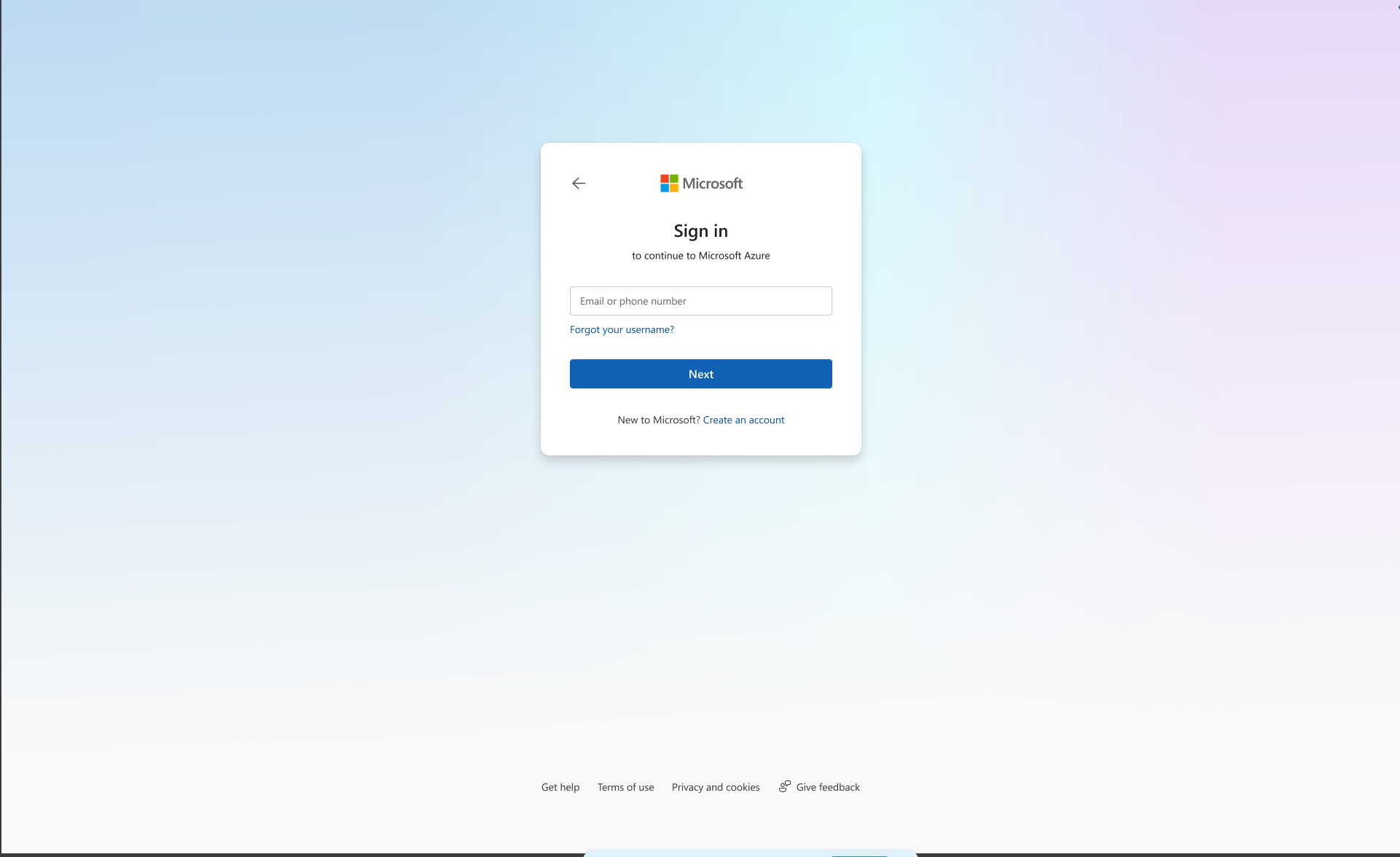 Přihlašovací stránka Microsoftu pro pokračování do Microsoft Azure.