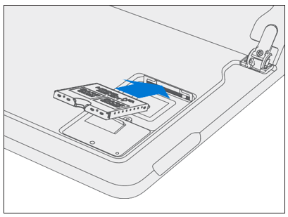 Photo that shows swapping the two rSSD modules between the devices at the same insertion angle.