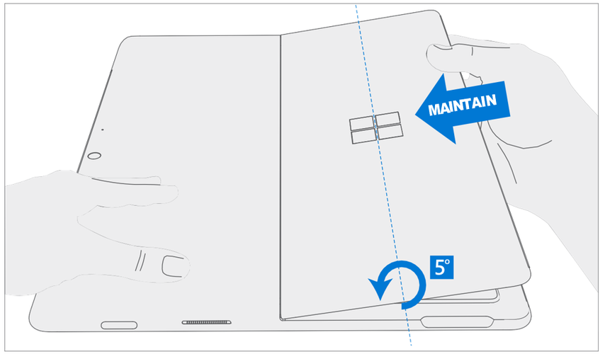 Photo that shows the kickstand threaded bosses slipping into the hinge recesses as alignment is completed.