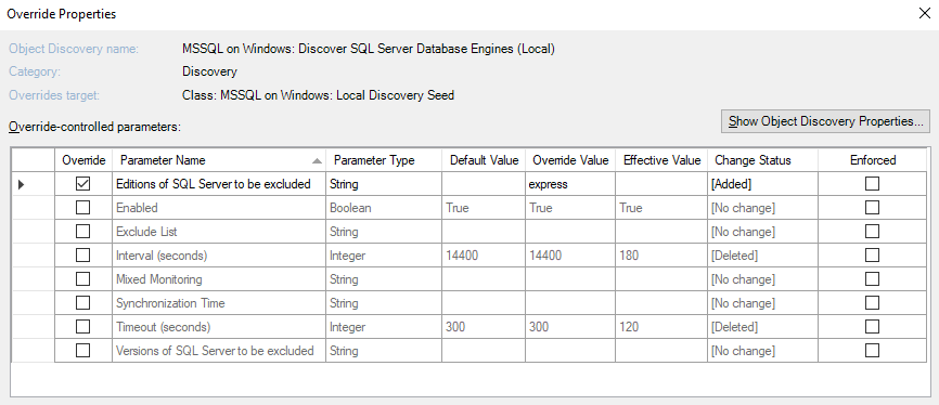 Snímek obrazovky znázorňující zákaz monitorování zadaných edic SQL Server