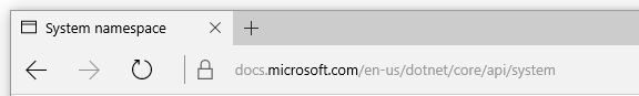 Adresa URL oboru názvů systému na docs.microsoft.com