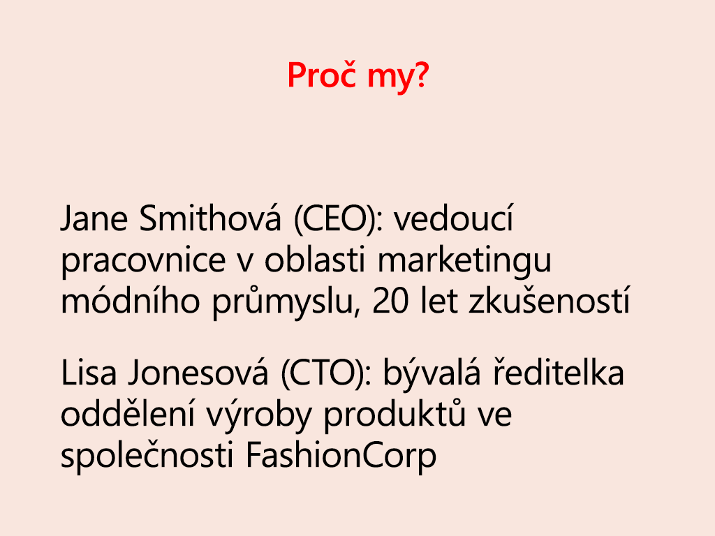 Snímek s informacemi o tom, proč jsme nejlepší lidé, kteří tento problém vyřeší.