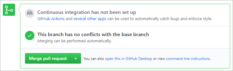 Žádost o přijetí změn bez konfliktů při slučování