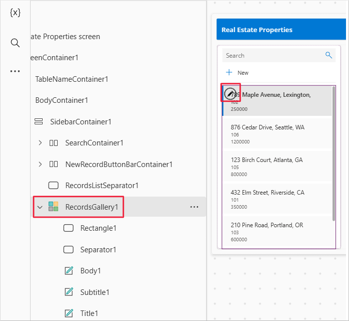Screenshot showing the action of placing the gallery in edit mode.