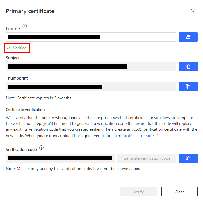 The illustration shows a verified certificate.