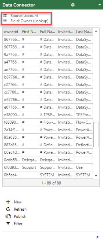 Screenshot of an Excel spreadsheet. Focus is on the Owner column header.
