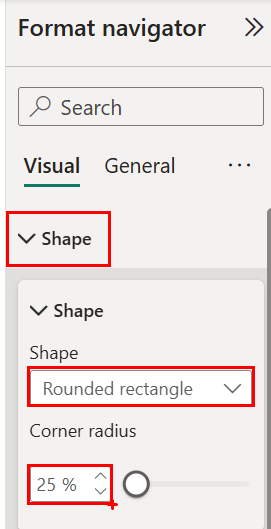 Snímek obrazovky ukazuje tvar tlačítek navigátoru záložek změněný na zaoblený obdélník.