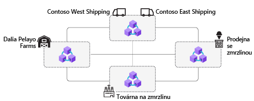 Several participant blockchain nodes connected by a network.