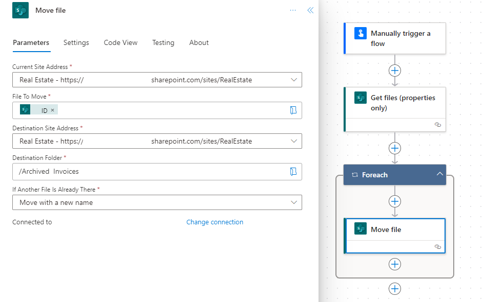 Screenshot of edits to a flow created by Copilot.