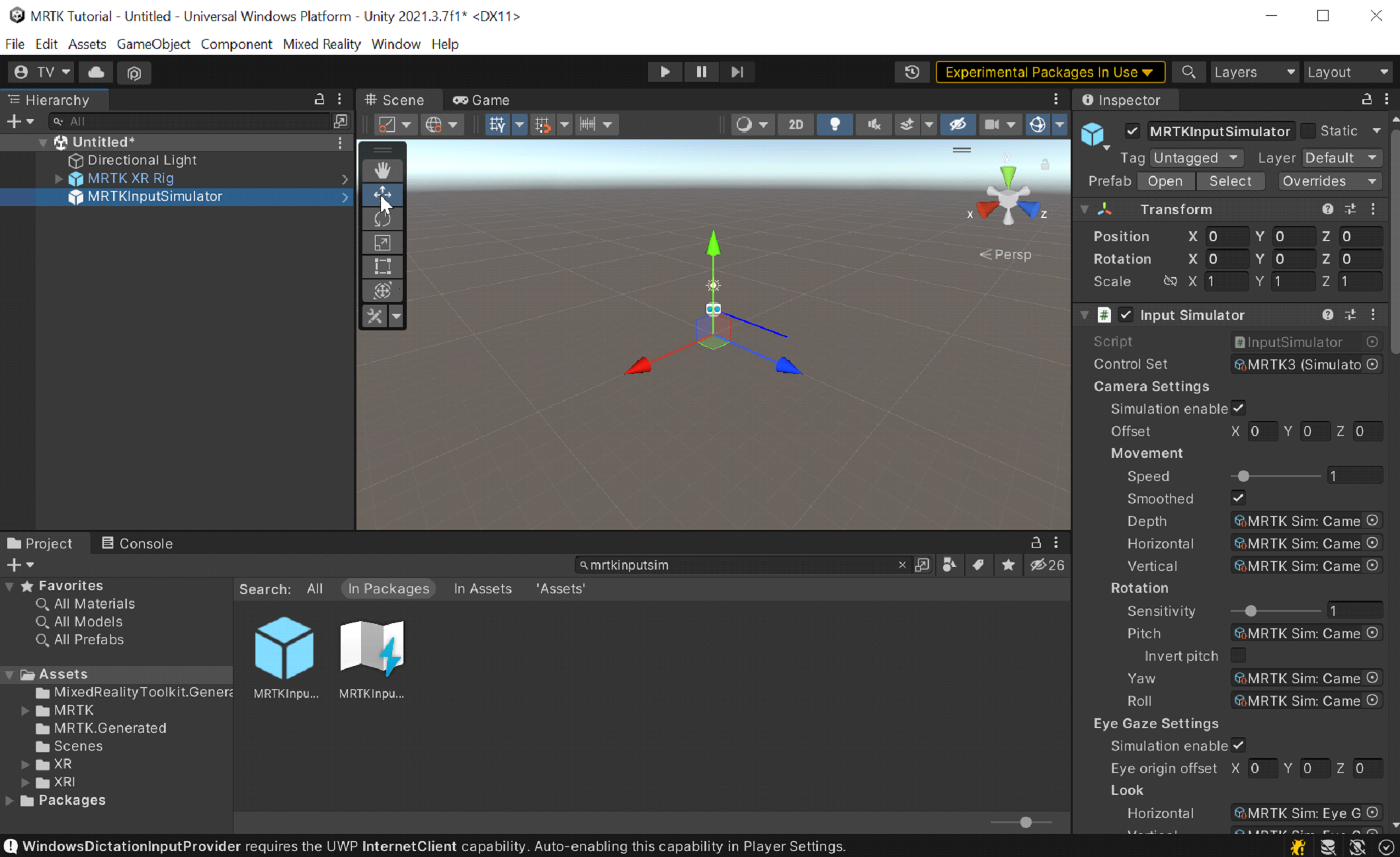 snímek obrazovky se vstupním simulátorem