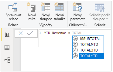 Snímek obrazovky se zadanou funkcí jazyka DAX