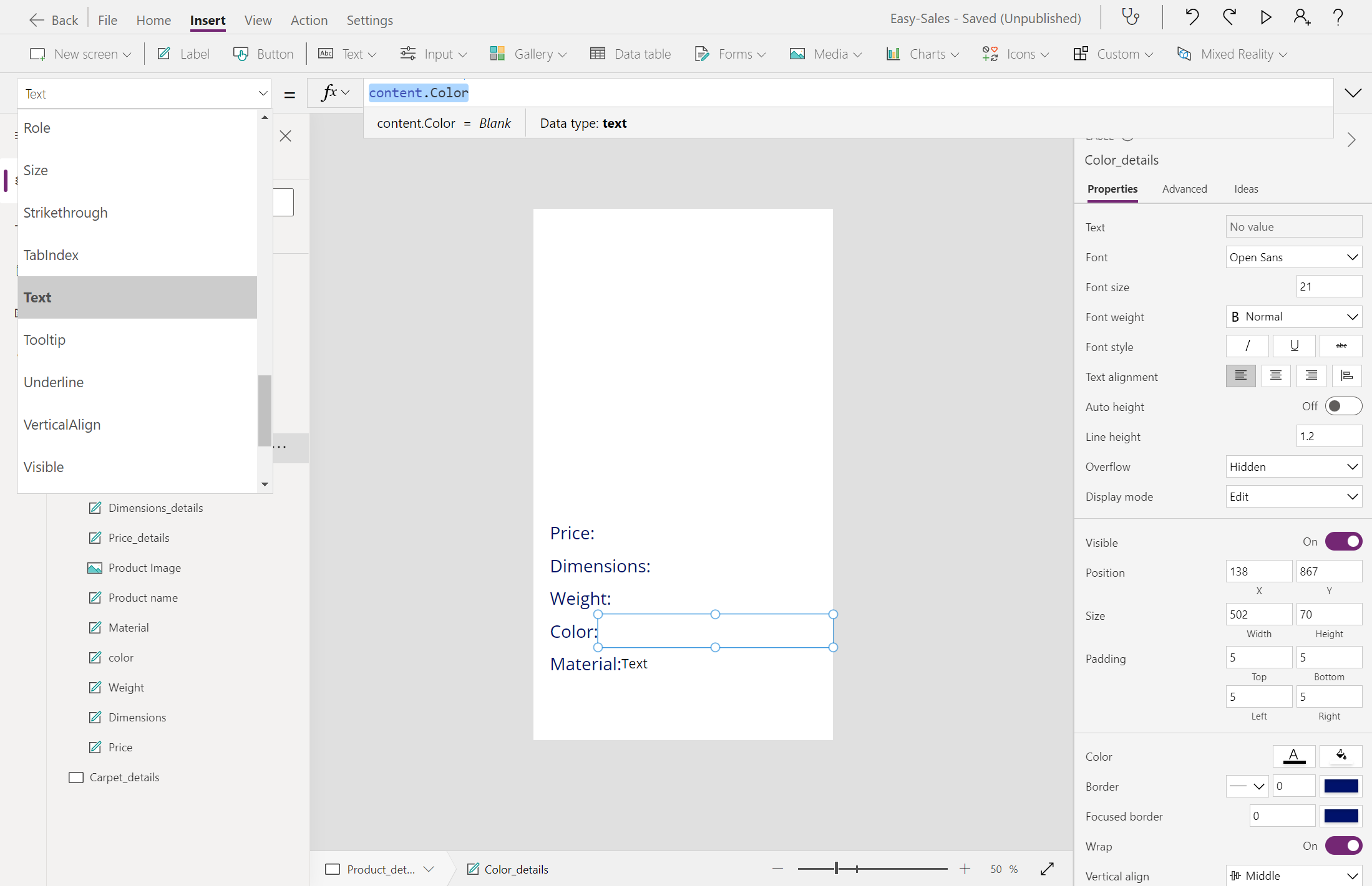 Snímek obrazovky s prázdným popiskem pro barvu