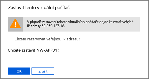 Screenshot of the prompt for stopping this VM.