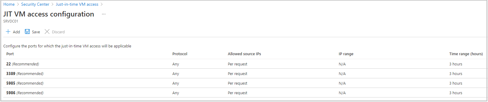 Screenshot that depicts rules to block remote management access.