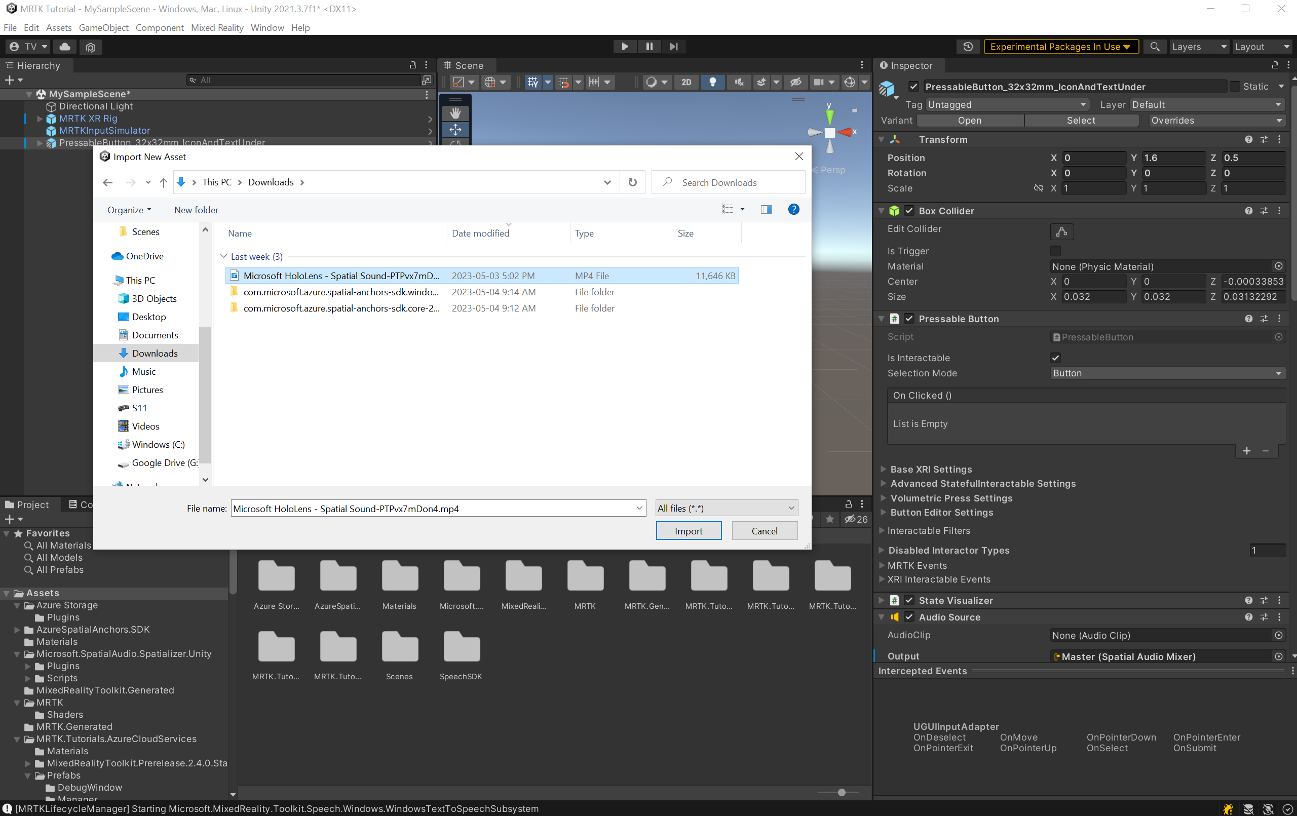 Screenshot of Selecting Asset.